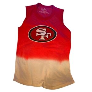 NWT NFL Magestic San Francisco 49ers Red & White Dip Dye Tank Top S